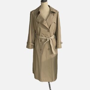 Vintage London Fog Eaton Women's Trench Coat Lined Beige Khaki Size 14P
